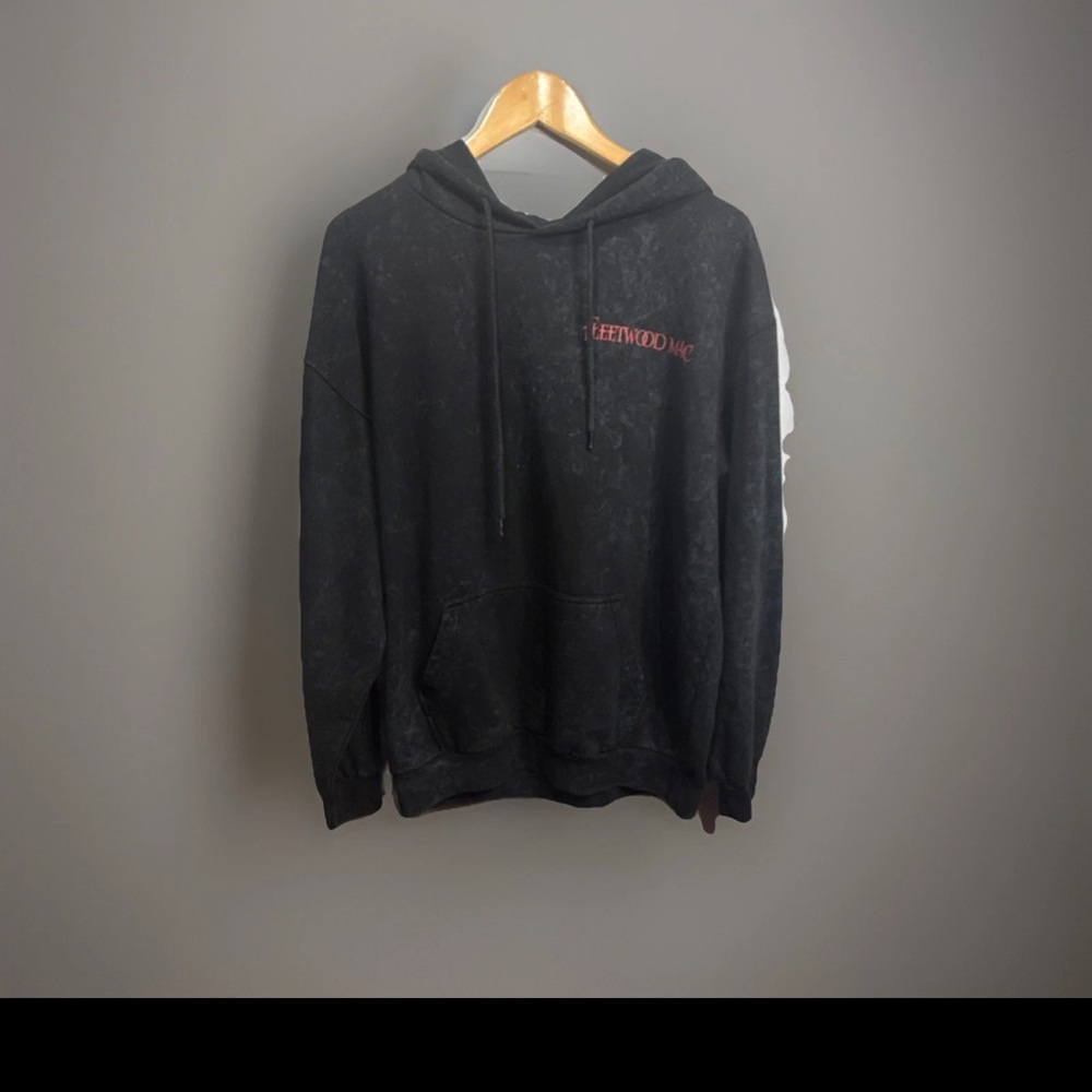 Acid wash Fleetwood Mac On Tour Black sweatshirt Hoodie Size L Cotton Polyester